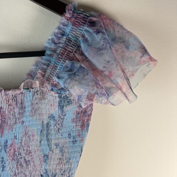 NWT Baltic Born Dress Floral Smocked Blue Clementine Tulle Maxi XL Milkmaid - Picture 5 of 11